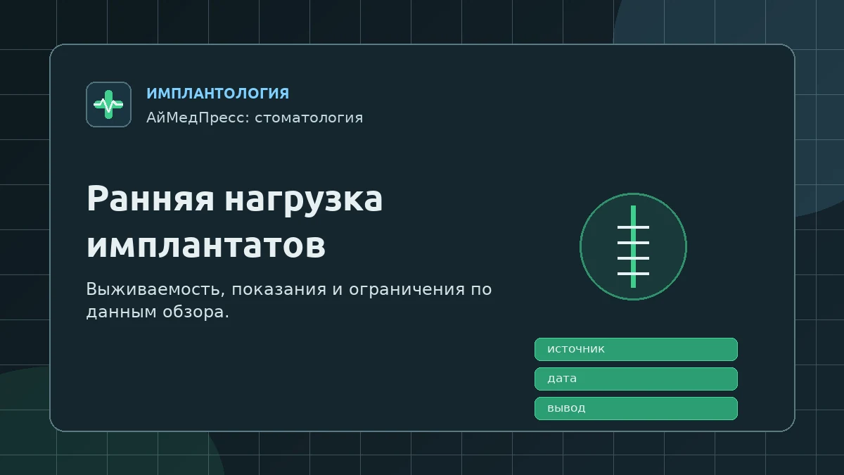 Ранняя нагрузка дентальных имплантатов: систематический обзор выживаемости