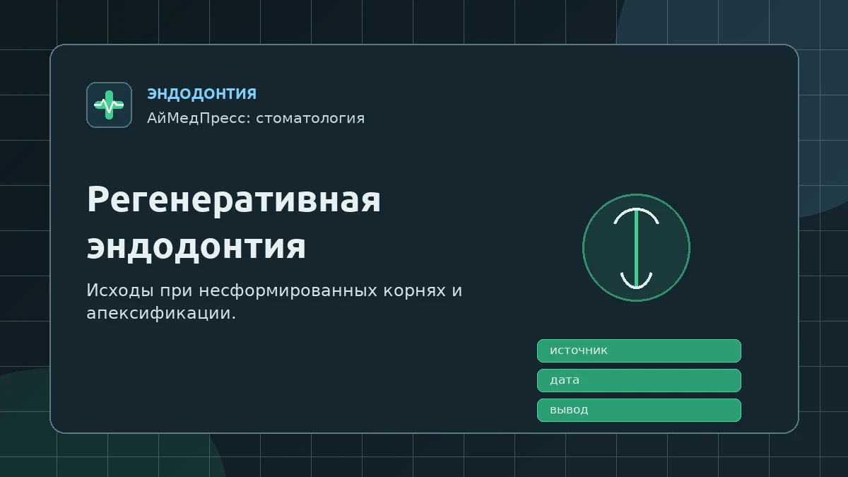 Регенеративная эндодонтия при несформированных корнях: обновление по исходам апексификации